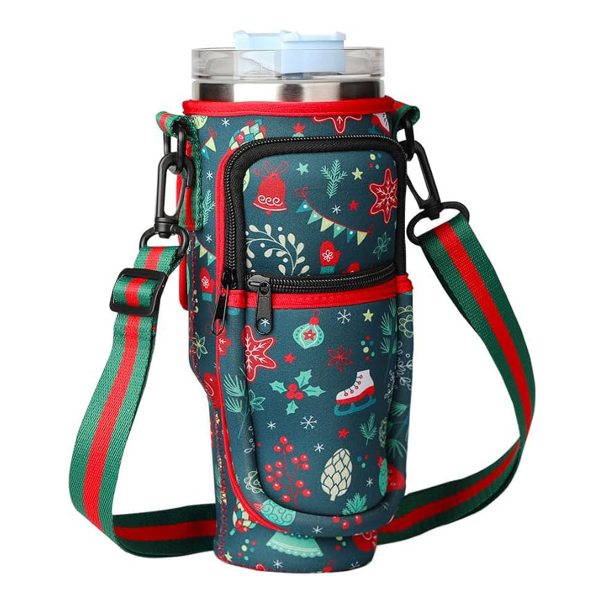 Water Bottle Carrier Bag Fit For 40oz Tumbler With Handle, Water Bottle Holder Bag With Adjustable Shoulder Strap For Hiking Travelling Camping